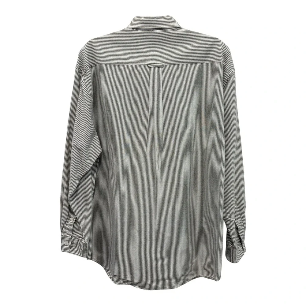 Woods Woods Shirt‎ Mens XL Gray White Striped Oxford Extra Large Long Sleeve